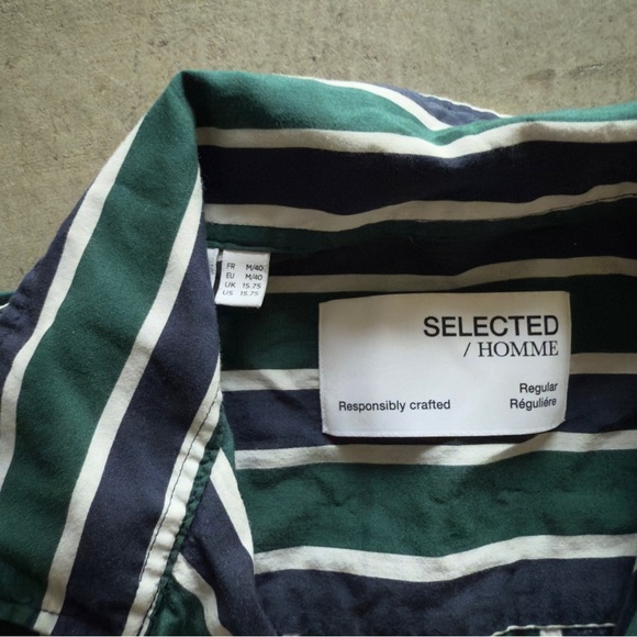 Selected Homme / shirt in vertical stripe / blue and green / medium - Picture 6 of 9